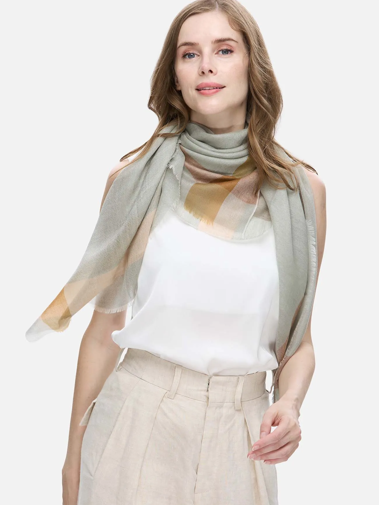 Square - Featherlight Tea Cashmere Scarf