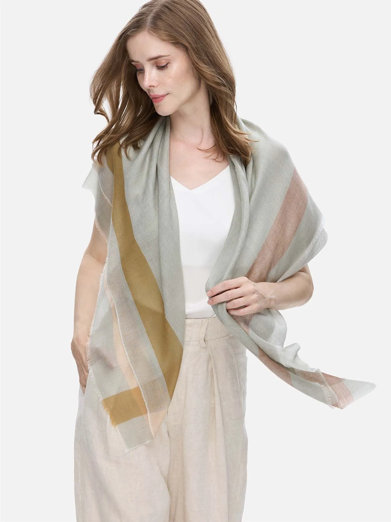 Square - Featherlight Tea Cashmere Scarf