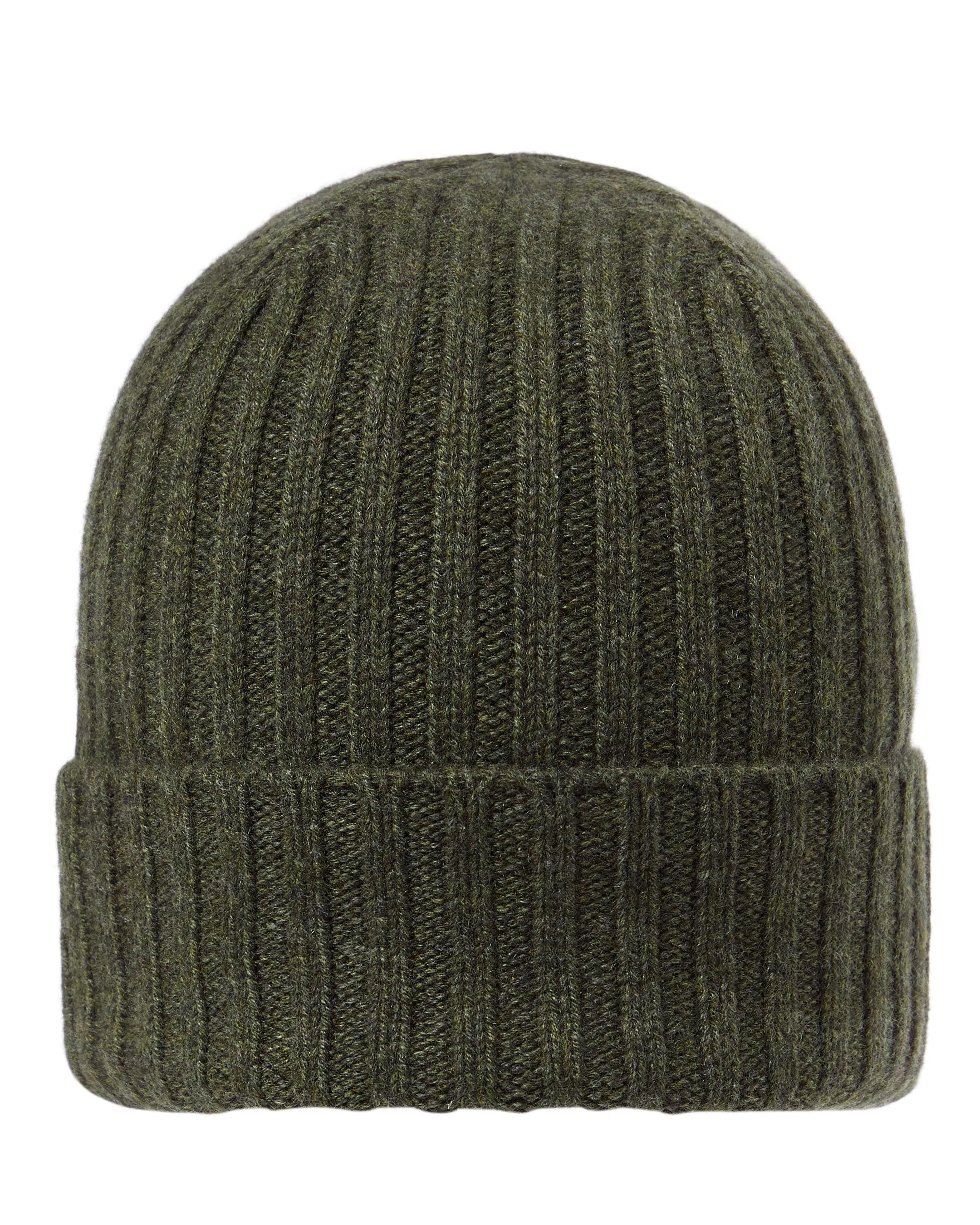 Unisex Chunky Ribbed Cashmere Hat Moss Green