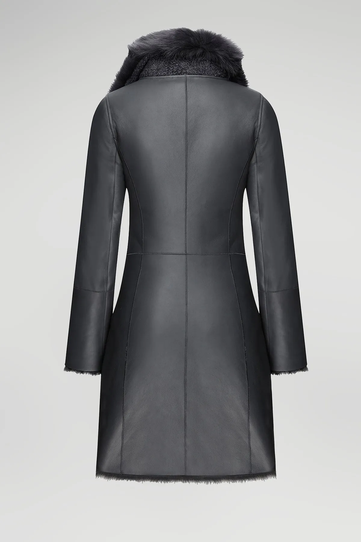 Valerie - Anthracite Silky Shearling Coat