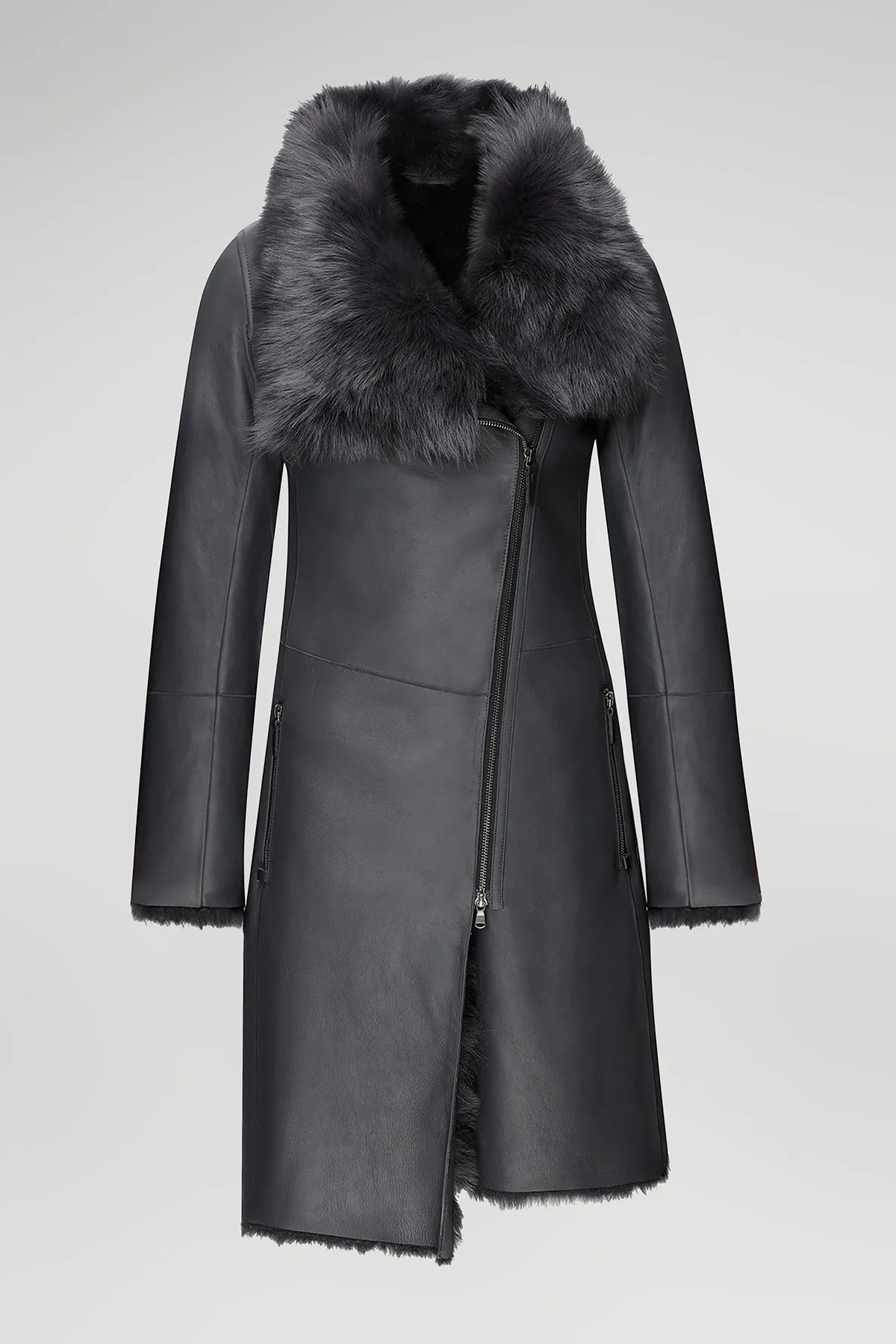 Valerie - Anthracite Silky Shearling Coat