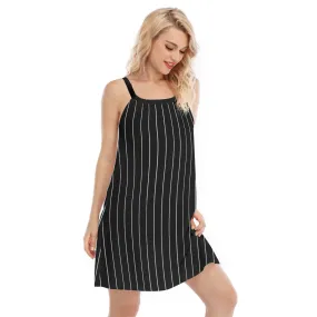 Vampire Art Cottagecore Women's Sleeveless Cami Dress - Black Victorian Pinstripe