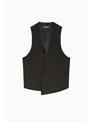 Vest with pockets in stretch wool