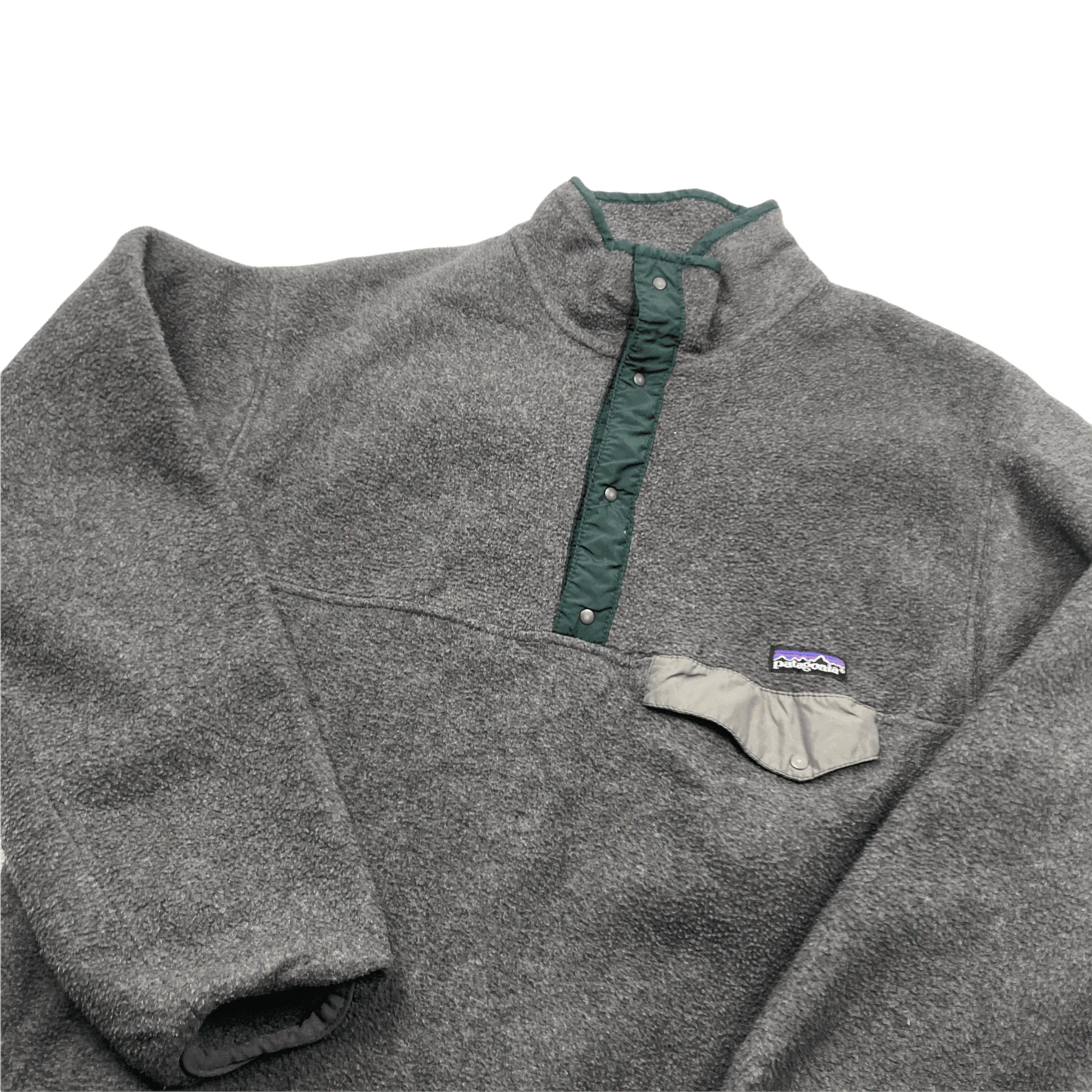 Vintage 90s Grey   Green Patagonia Synchilla Fleece - Medium