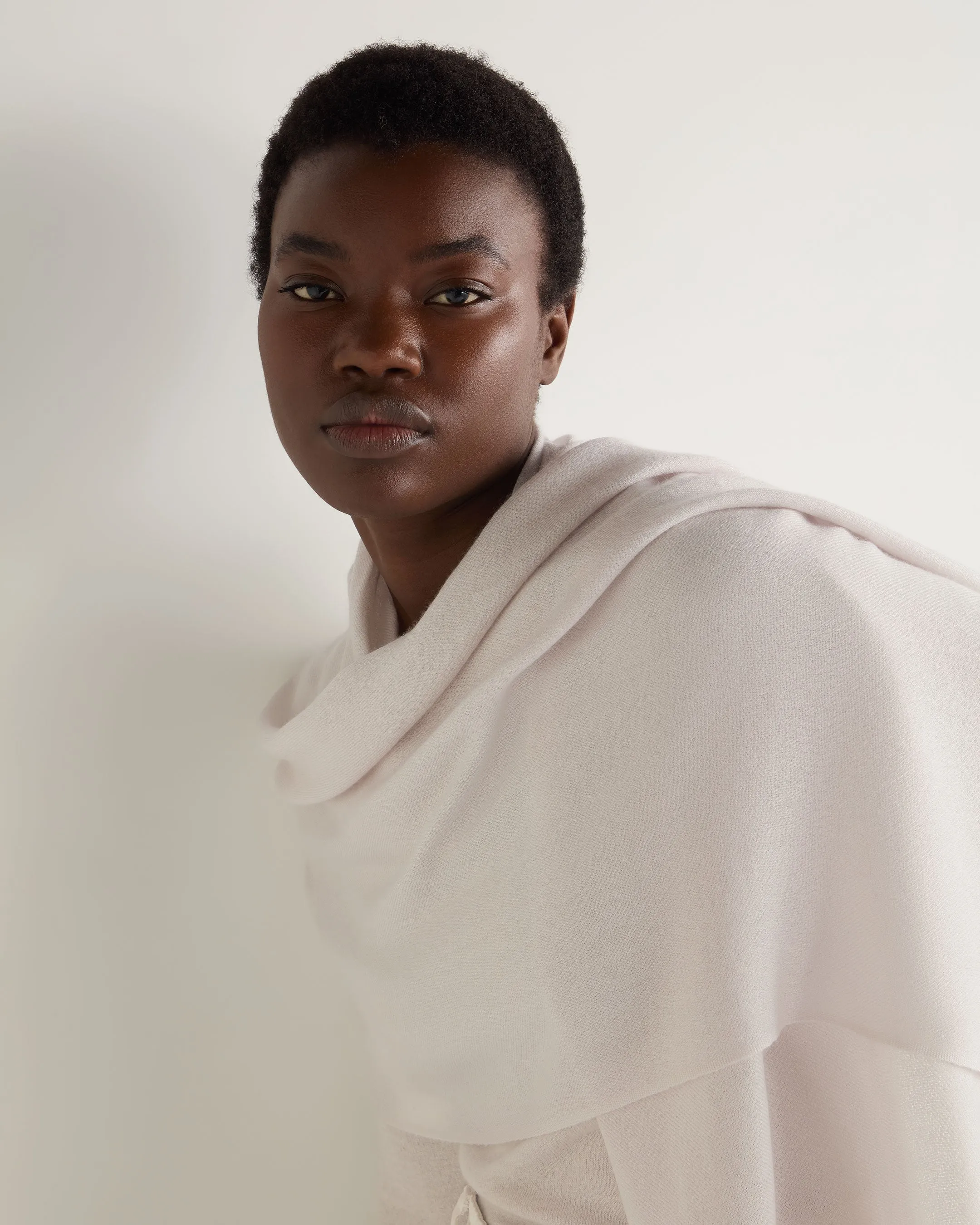 Women's Pashmina Cashmere Stole Frost White